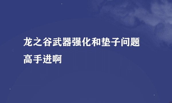 龙之谷武器强化和垫子问题 高手进啊