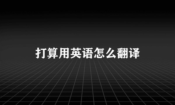 打算用英语怎么翻译