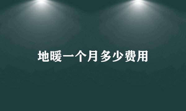 地暖一个月多少费用
