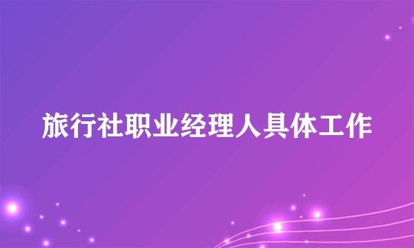 旅行社职业经理人具体工作