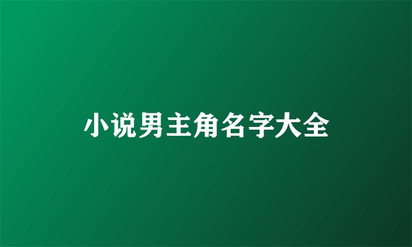 小说男主角名字大全