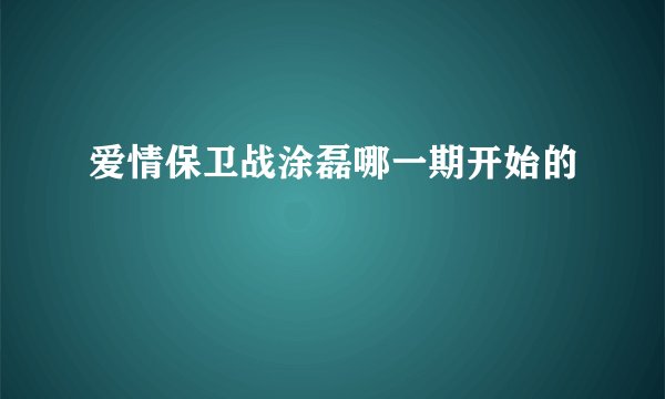 爱情保卫战涂磊哪一期开始的