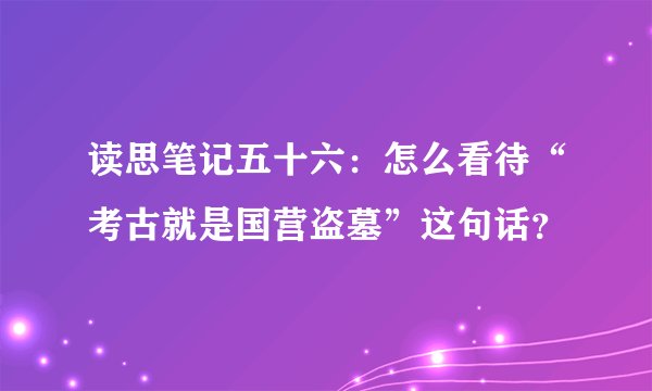 读思笔记五十六：怎么看待“考古就是国营盗墓”这句话？