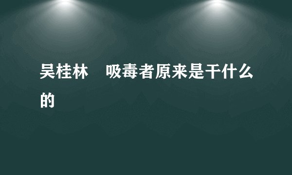 吴桂林 吸毒者原来是干什么的