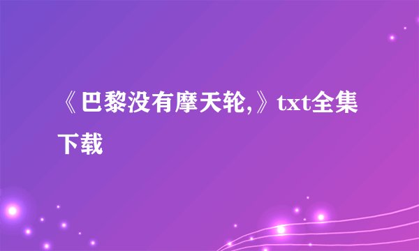 《巴黎没有摩天轮,》txt全集下载