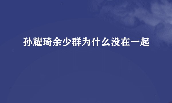 孙耀琦余少群为什么没在一起