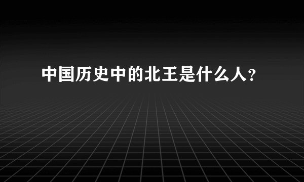 中国历史中的北王是什么人？