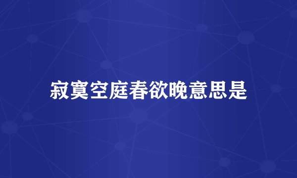 寂寞空庭春欲晚意思是