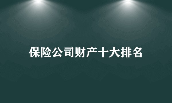 保险公司财产十大排名