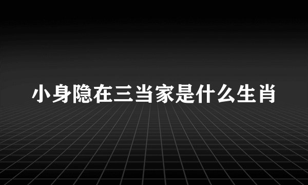 小身隐在三当家是什么生肖