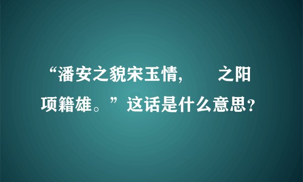 “潘安之貌宋玉情,嫪毐之阳项籍雄。”这话是什么意思？