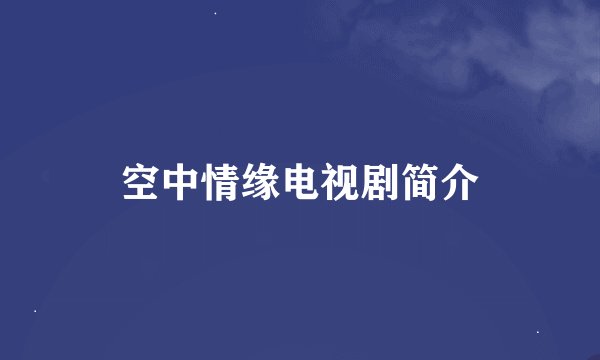 空中情缘电视剧简介