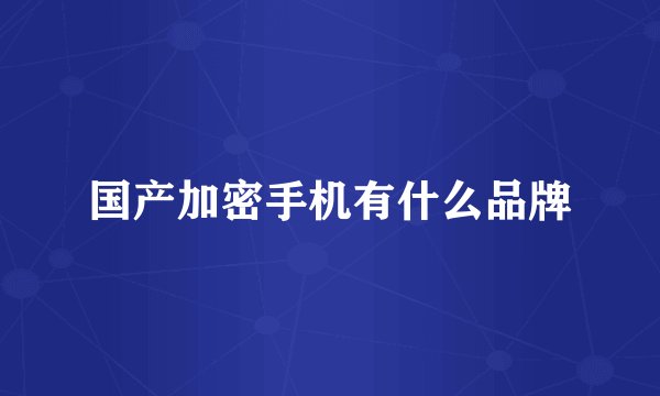 国产加密手机有什么品牌