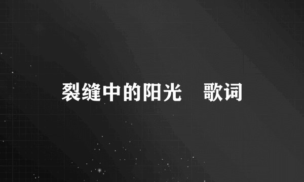 裂缝中的阳光 歌词
