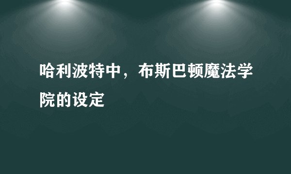 哈利波特中，布斯巴顿魔法学院的设定