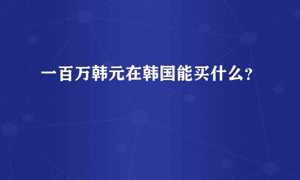 一百万韩元在韩国能买什么？