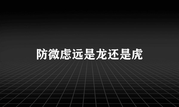 防微虑远是龙还是虎