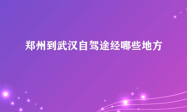 郑州到武汉自驾途经哪些地方