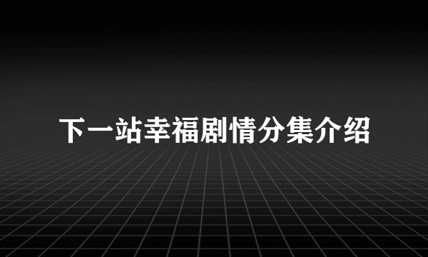 下一站幸福剧情分集介绍
