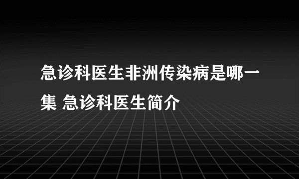 急诊科医生非洲传染病是哪一集 急诊科医生简介