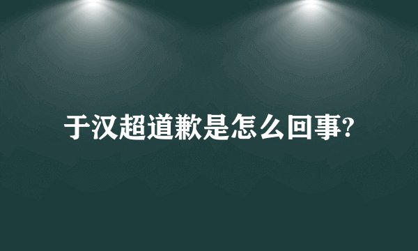 于汉超道歉是怎么回事?