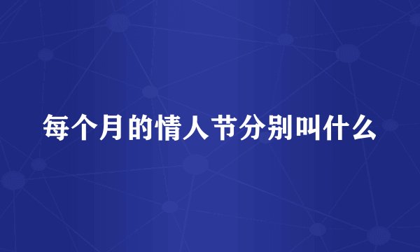每个月的情人节分别叫什么