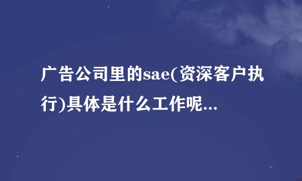 广告公司里的sae(资深客户执行)具体是什么工作呢？收入如何？