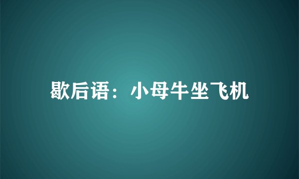 歇后语：小母牛坐飞机