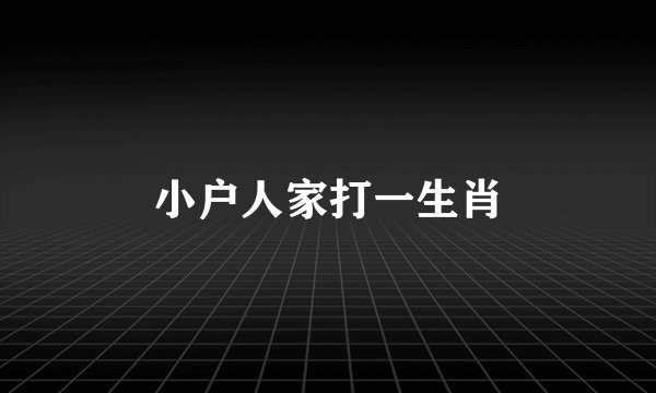 小户人家打一生肖