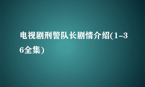 电视剧刑警队长剧情介绍(1-36全集)