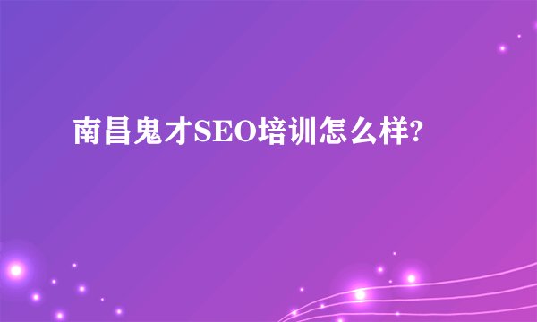 南昌鬼才SEO培训怎么样?