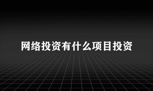 网络投资有什么项目投资