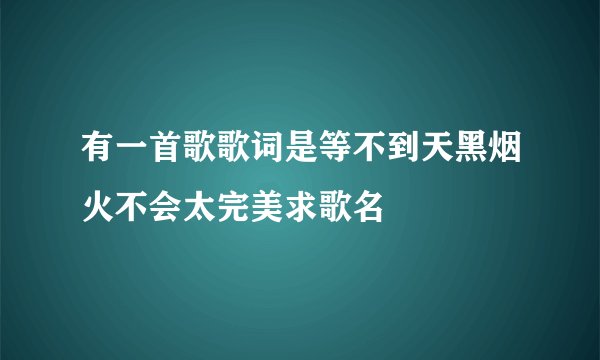 有一首歌歌词是等不到天黑烟火不会太完美求歌名