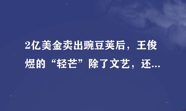2亿美金卖出豌豆荚后，王俊煜的“轻芒”除了文艺，还有什么？