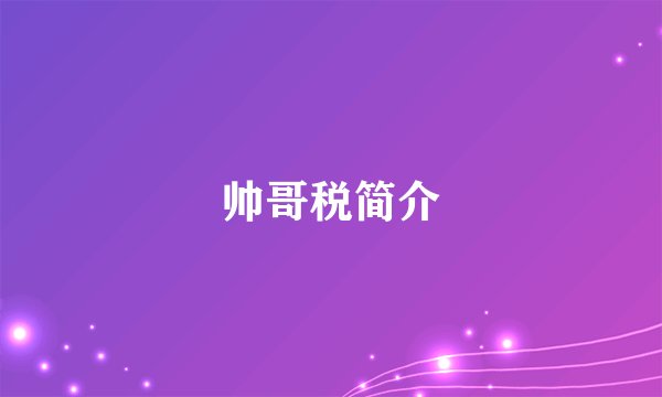 帅哥税简介