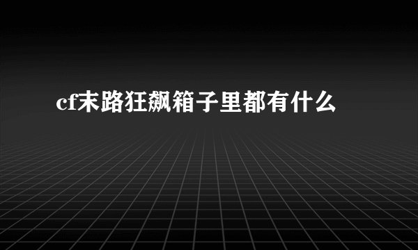 cf末路狂飙箱子里都有什么