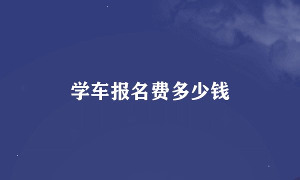 学车报名费多少钱