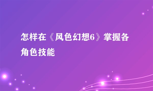 怎样在《风色幻想6》掌握各角色技能