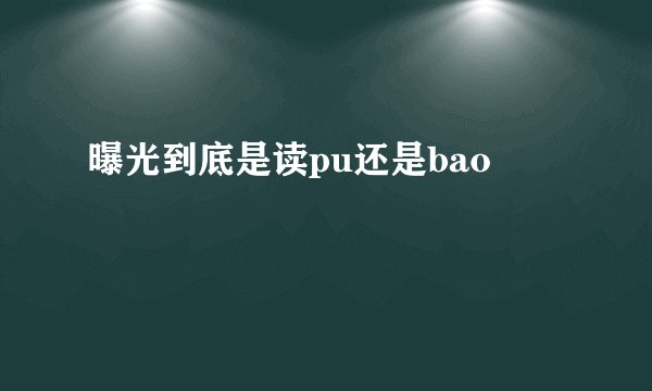 曝光到底是读pu还是bao