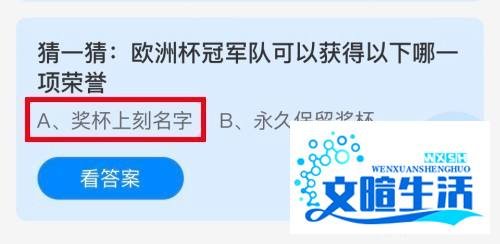 蚂蚁庄园：欧洲杯冠军队可以获得以下哪一项荣誉