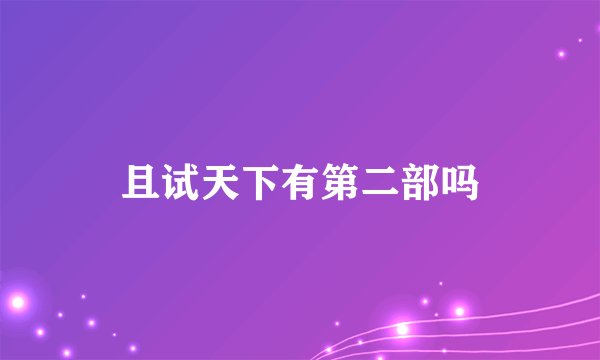 且试天下有第二部吗