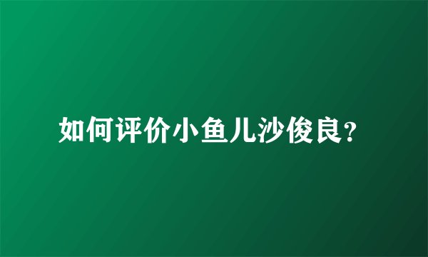 如何评价小鱼儿沙俊良？
