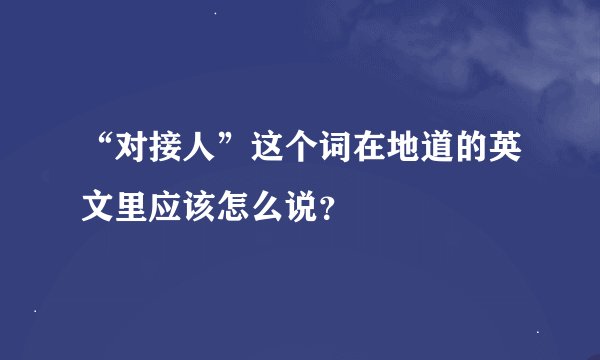“对接人”这个词在地道的英文里应该怎么说？