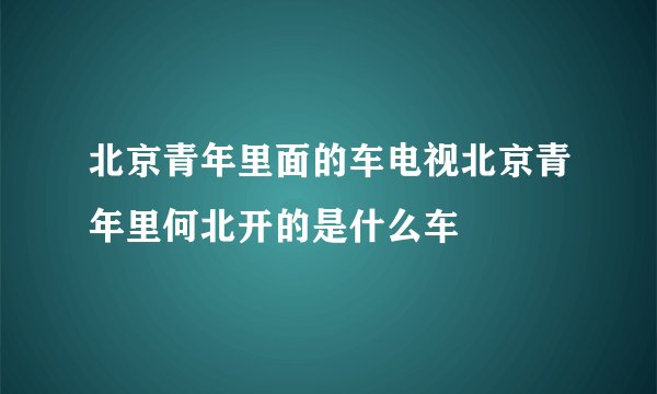 北京青年里面的车电视北京青年里何北开的是什么车