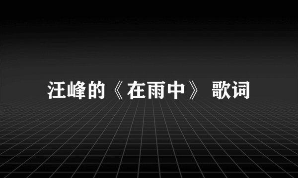 汪峰的《在雨中》 歌词