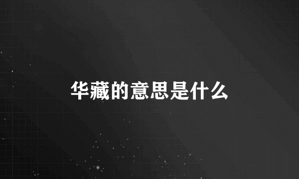 华藏的意思是什么