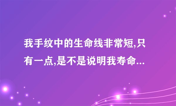 我手纹中的生命线非常短,只有一点,是不是说明我寿命很短呢?这个可以相信吗?来自