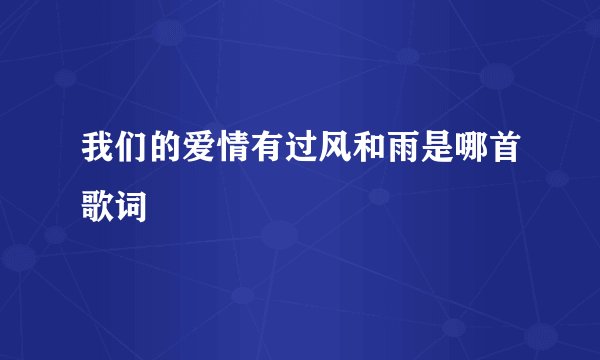 我们的爱情有过风和雨是哪首歌词