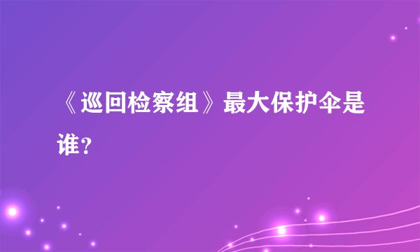 《巡回检察组》最大保护伞是谁?