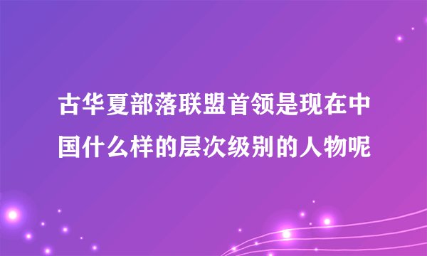 古华夏部落联盟首领是现在中国什么样的层次级别的人物呢